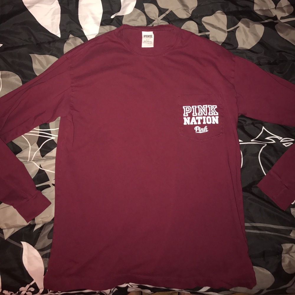 VS PINK Maroon Long-Sleeve