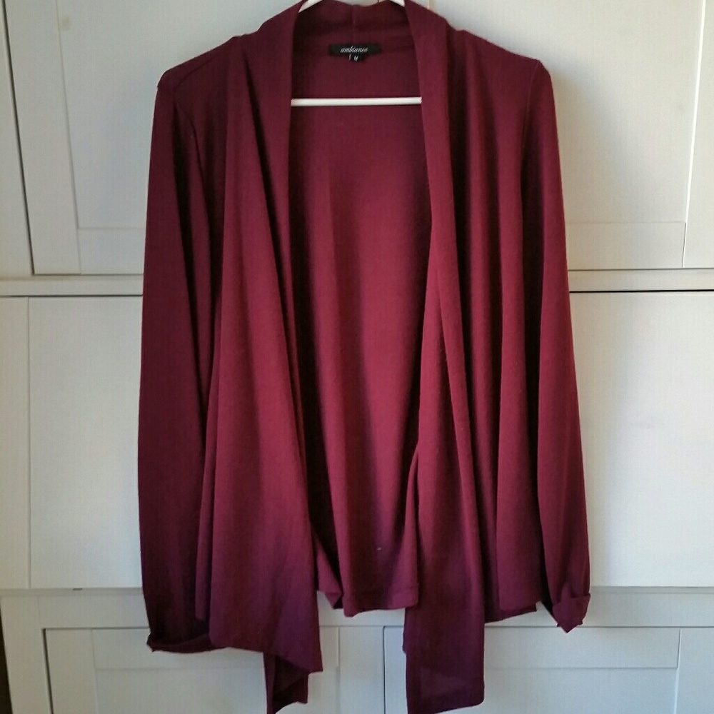 Red open front cardigan