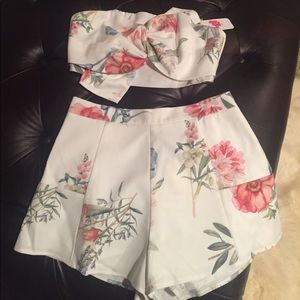 Bexley Off-White Pink Floral Print Two Piece Set