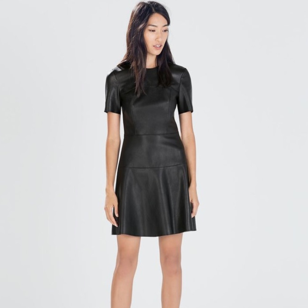 Faux Leather Skater Dress