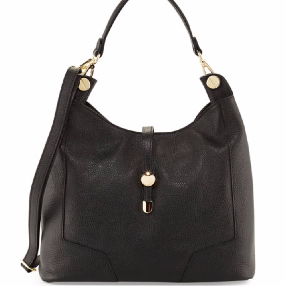 Neiman Marcus Framed Leather Hobo Bag - Black