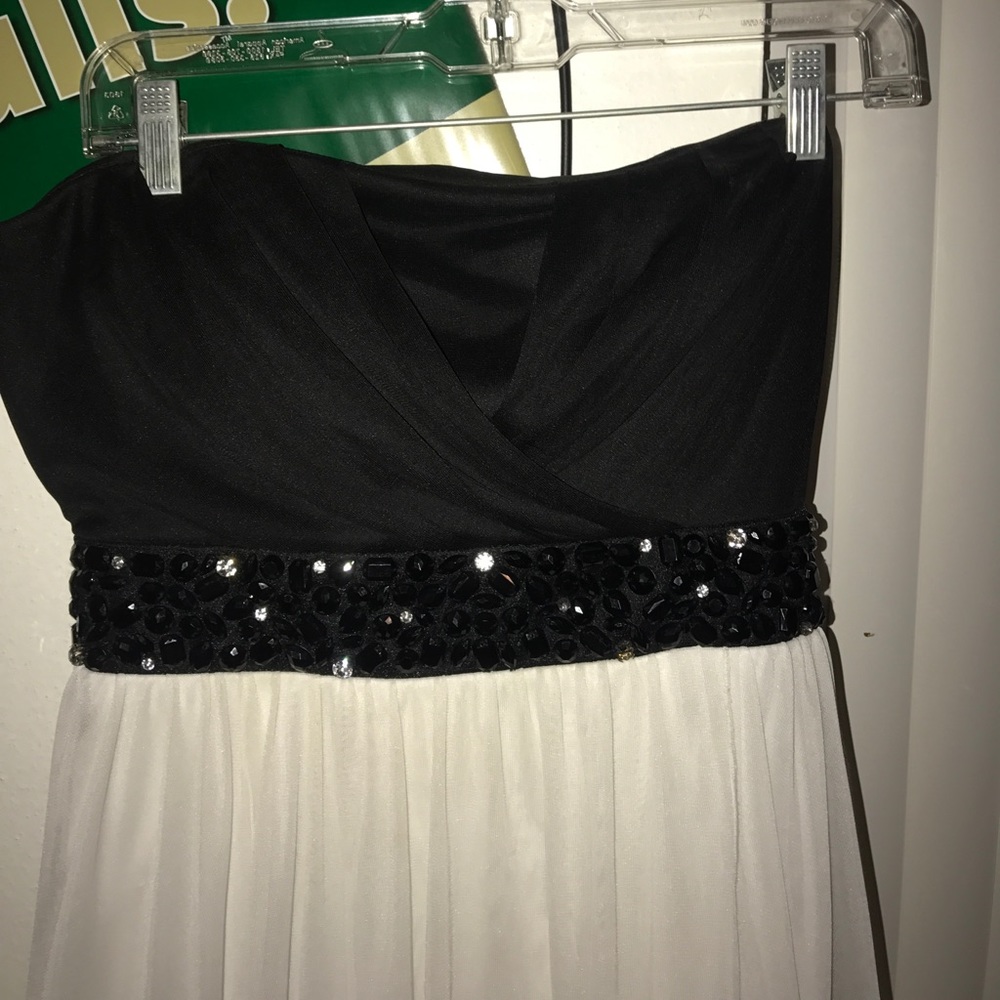 White and black high low dress