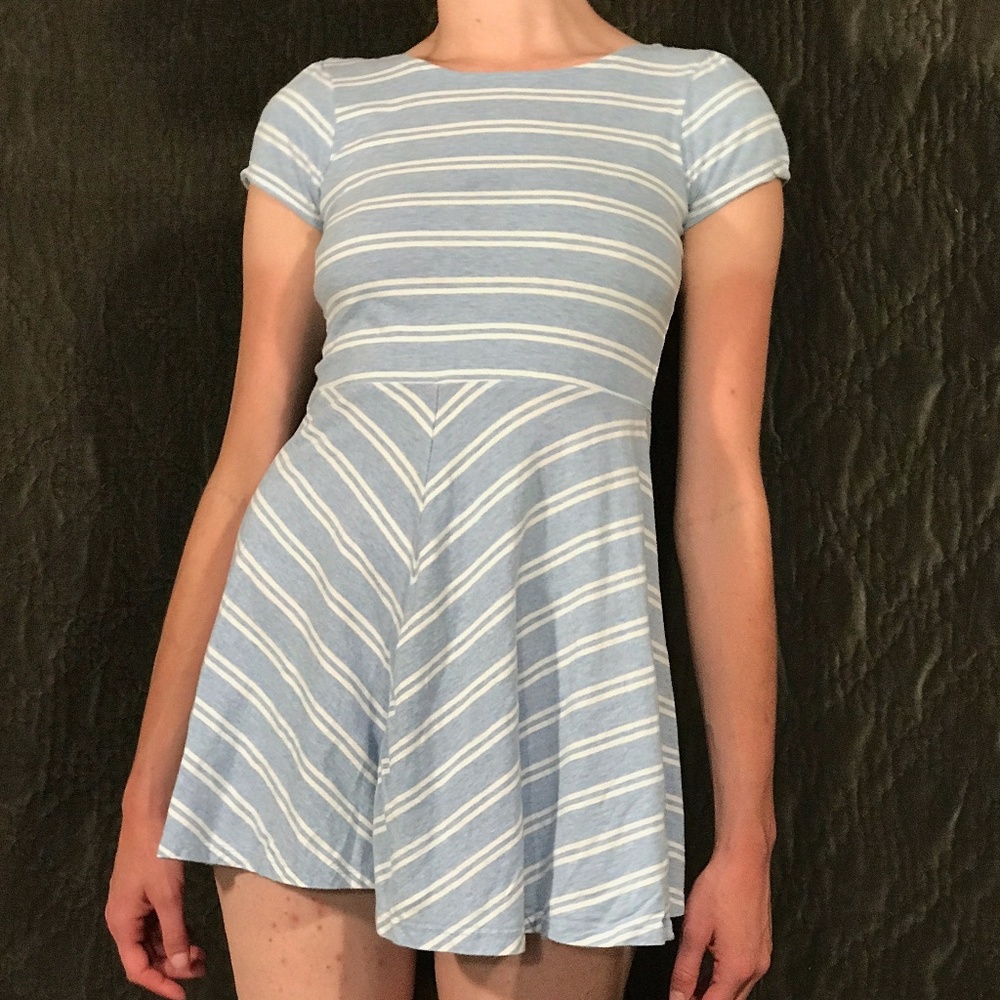 Girl's Striped Skater Dress with Back Detail