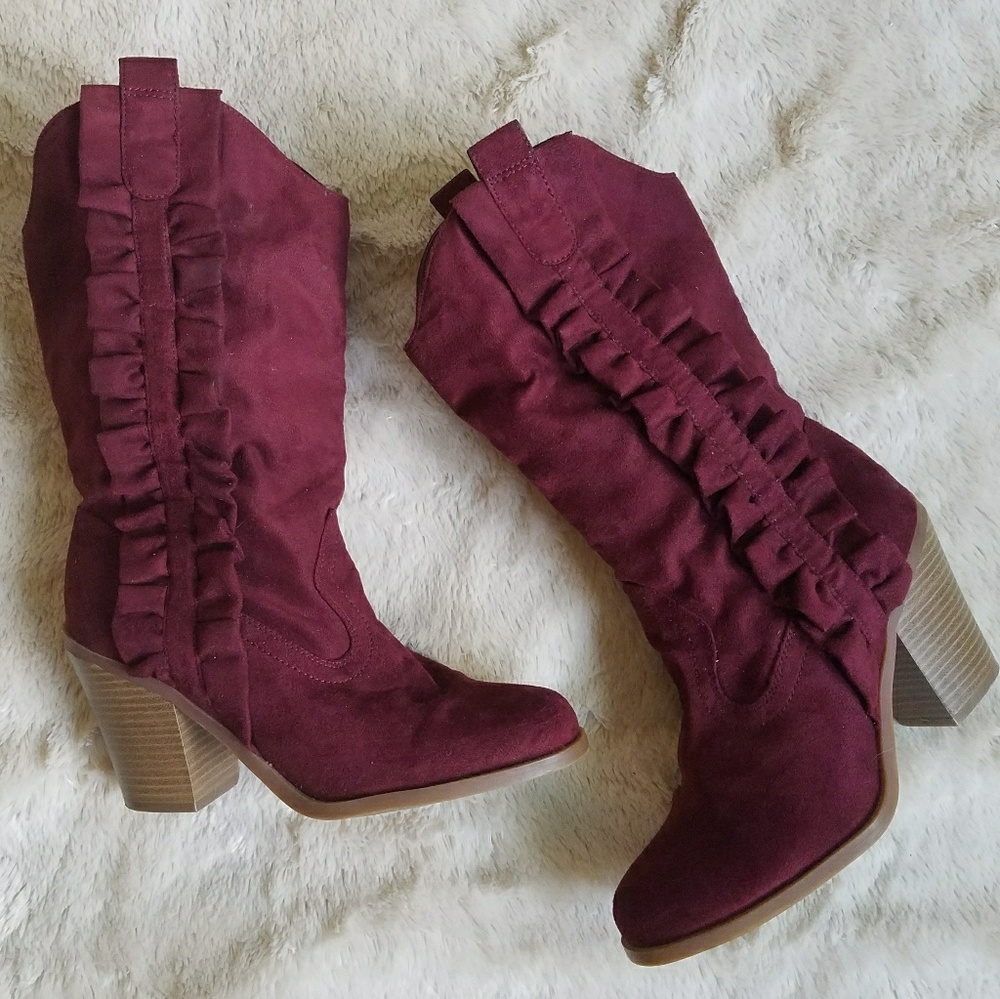 Kensie Girl Maylisa Ruffle Cowboy Cowgirl Boots