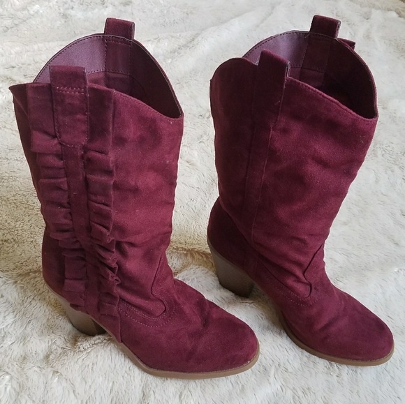 Kensie Girl Maylisa Ruffle Cowboy Cowgirl Boots - Picture 3 of 6