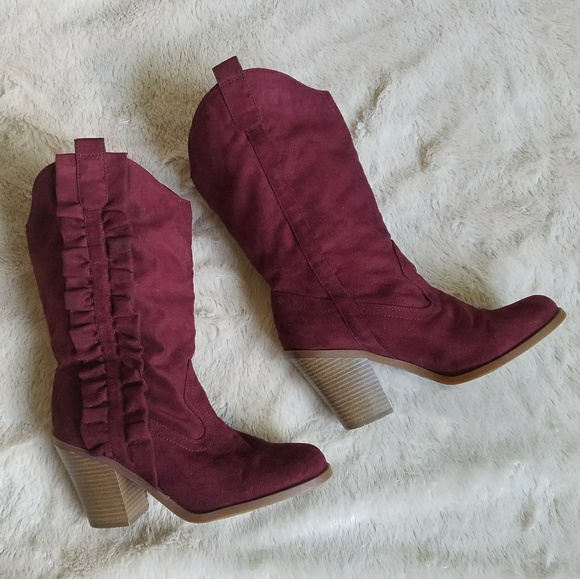 Kensie Girl Maylisa Ruffle Cowboy Cowgirl Boots - Picture 2 of 6