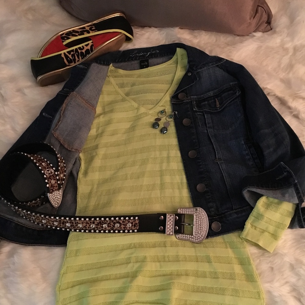Cache' long stretch mesh neon top