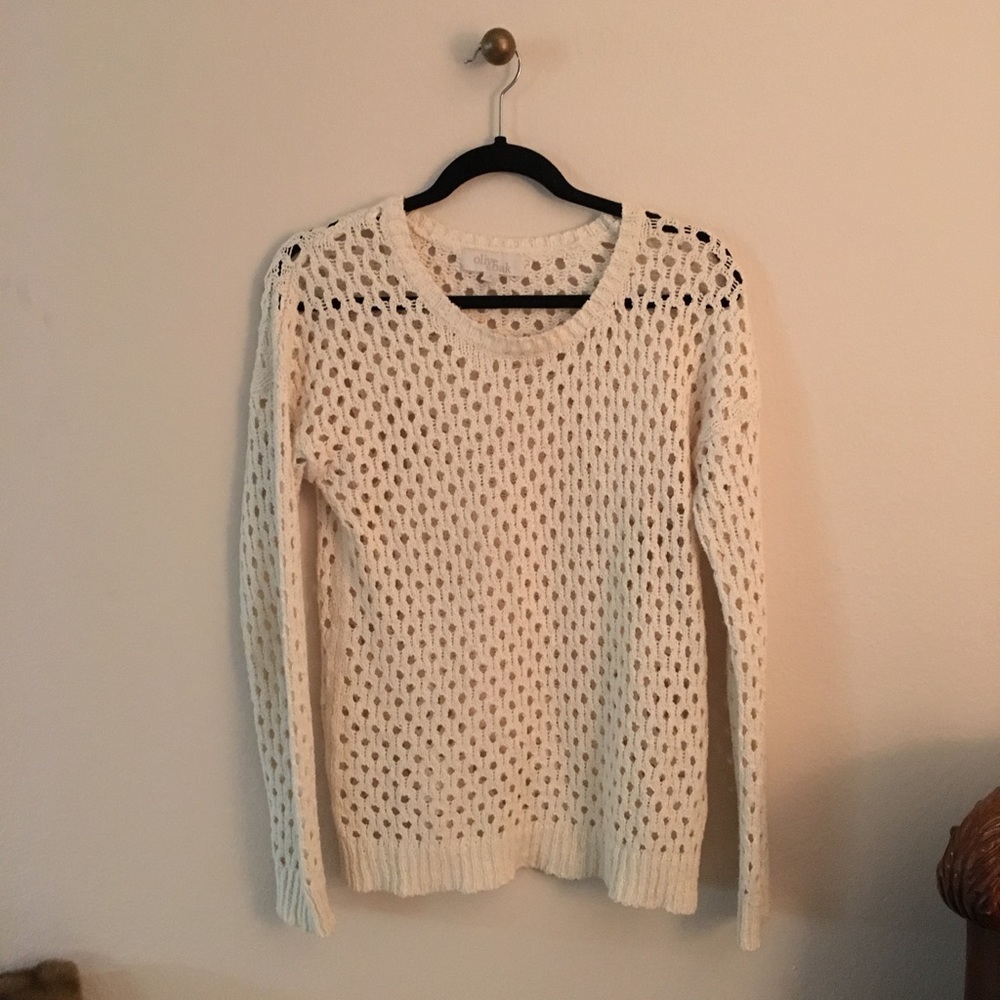 Cream cotton open weave sweater