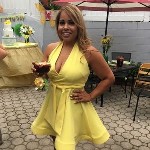 Gorgeous yellow halter top dress