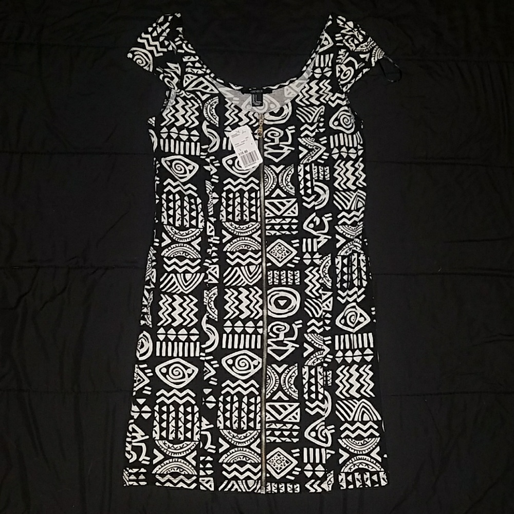 Tribal Print Maxi Dress with Long Center Zipper