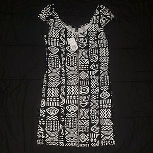 Tribal Print Maxi Dress with Long Center Zipper