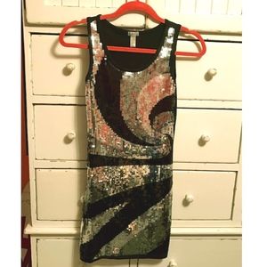 Sequin Fitted Jersey Cocktail Dress