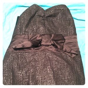 Strapless top and skirt outfit.