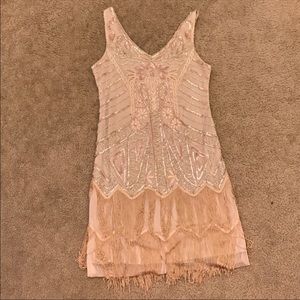 1920s gatsby themed champagne dress