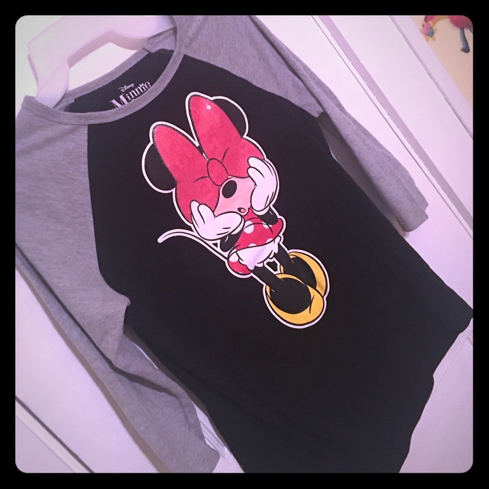 Sequined detailed Disney Minnie Mouse 3/4 tee