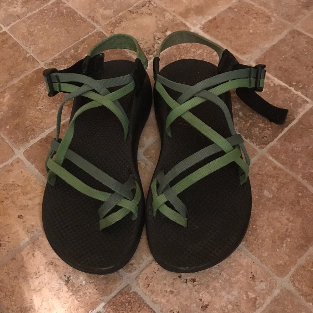 Green double strap Chacos Size 9
