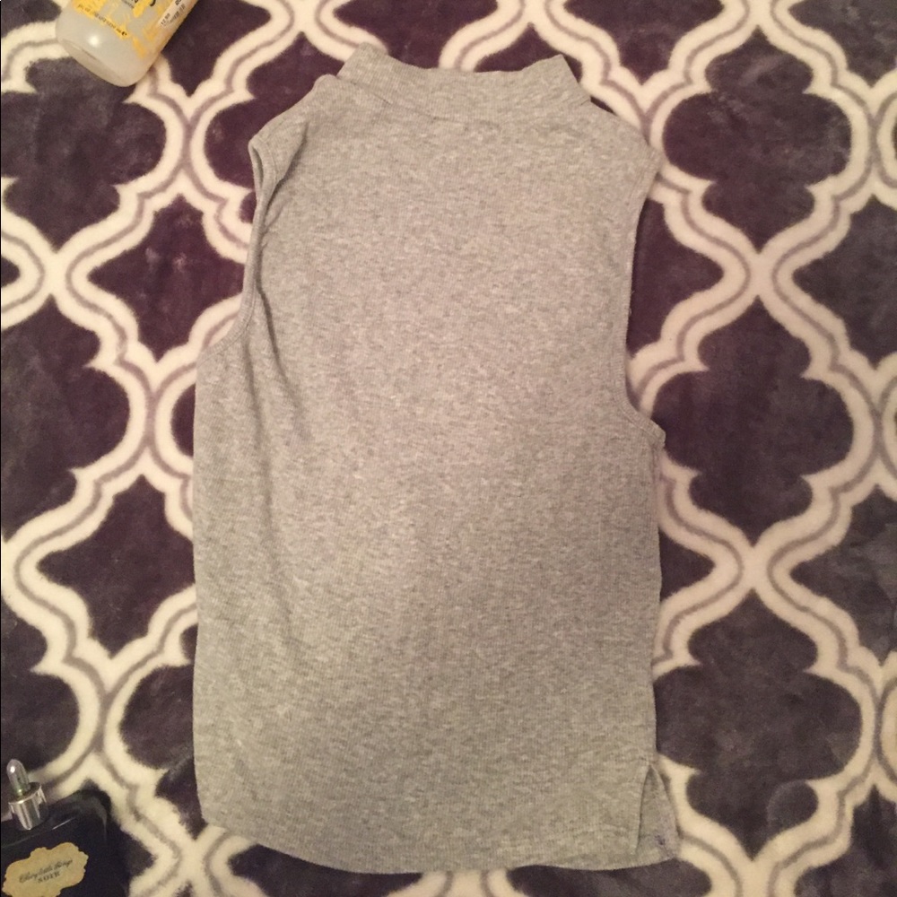 grey no shoulder turtle neck