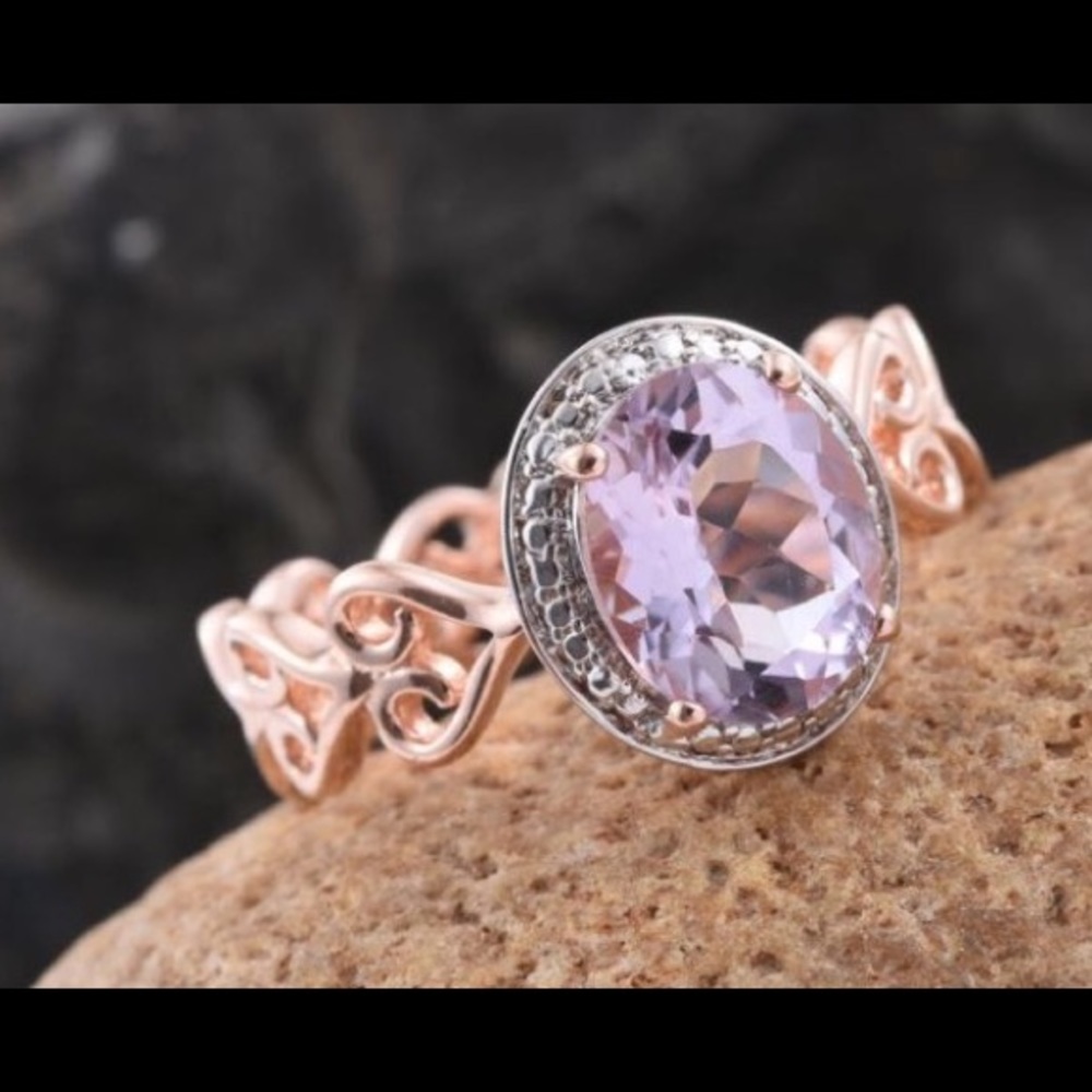 Rose De France Brazilian Pink Amethyst 18k RG.