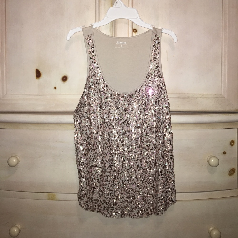 gold sequin tank top