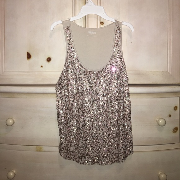 Express Tops - gold sequin tank top