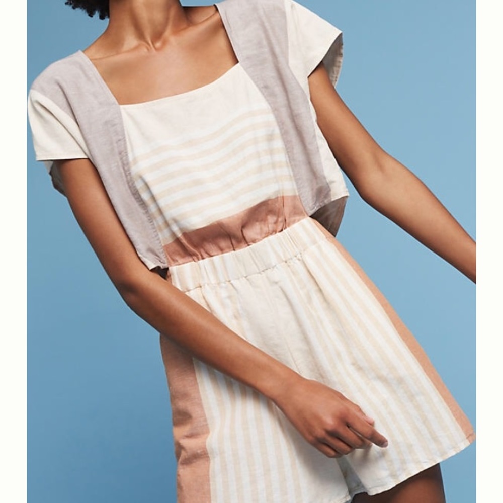 Anthropologie Striped Linen Romper