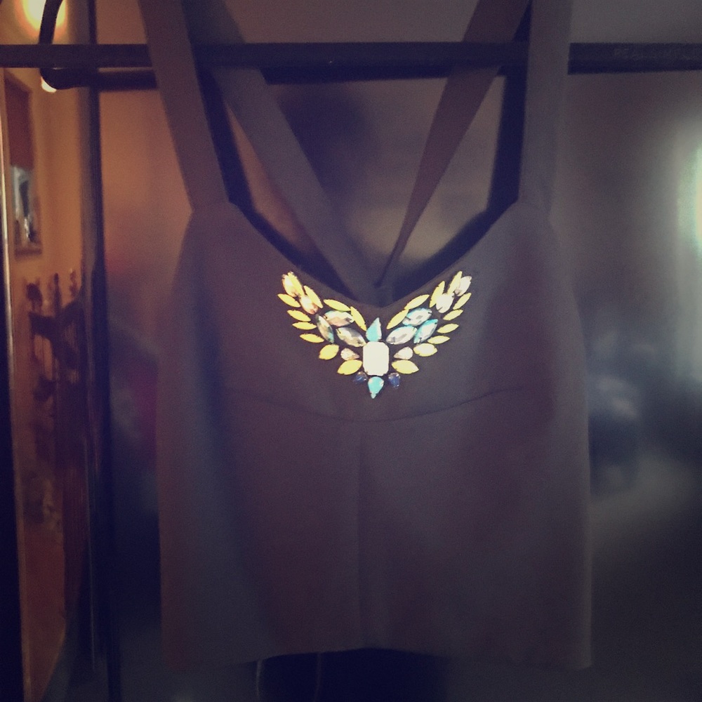 Beautiful black crop top with gorg studded jewels