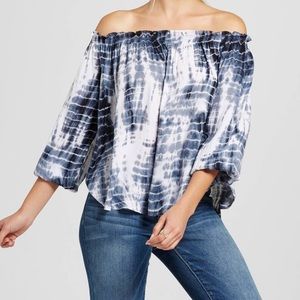 Target off the shoulder tie dye woven top