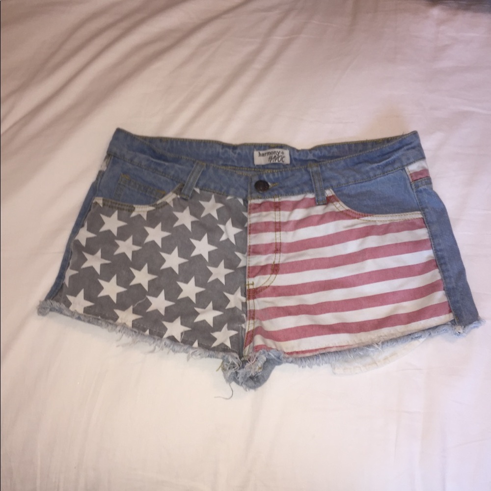 American flag denim shorts
