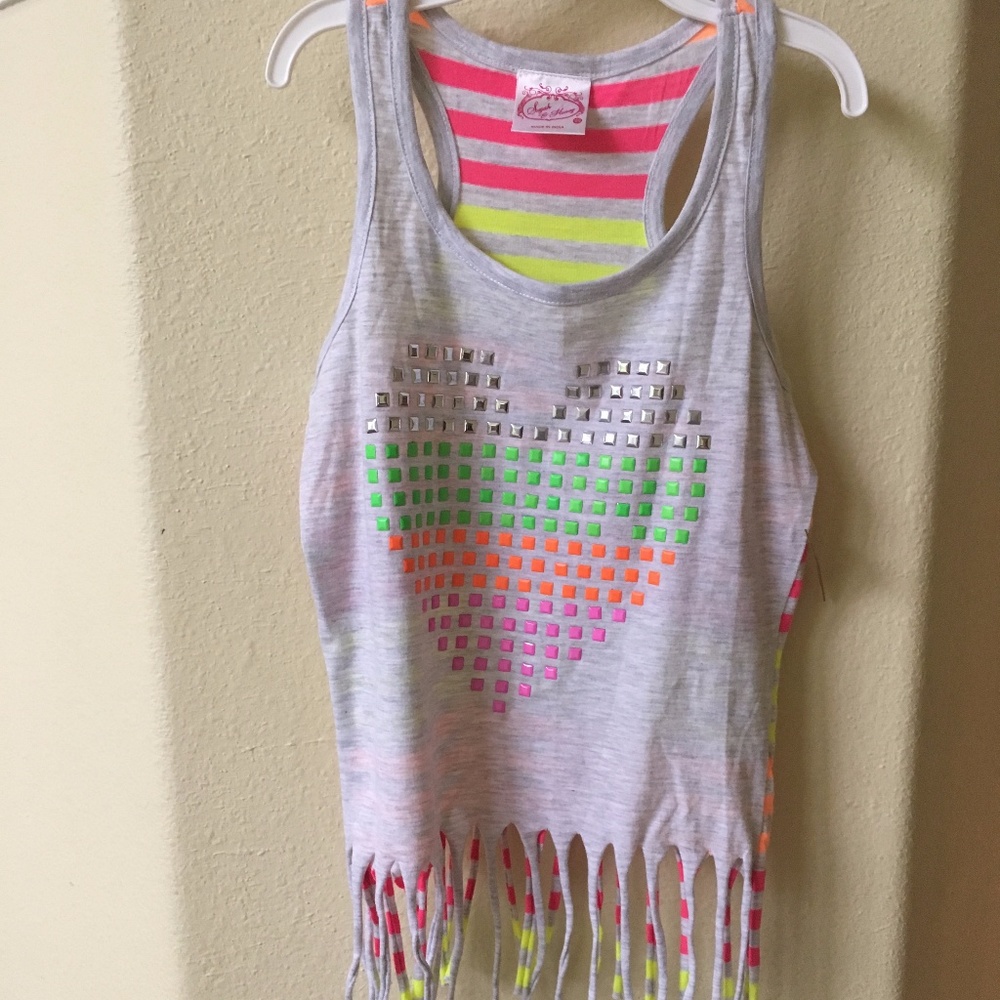 NWT Trendy Tank with Fringe for Girls