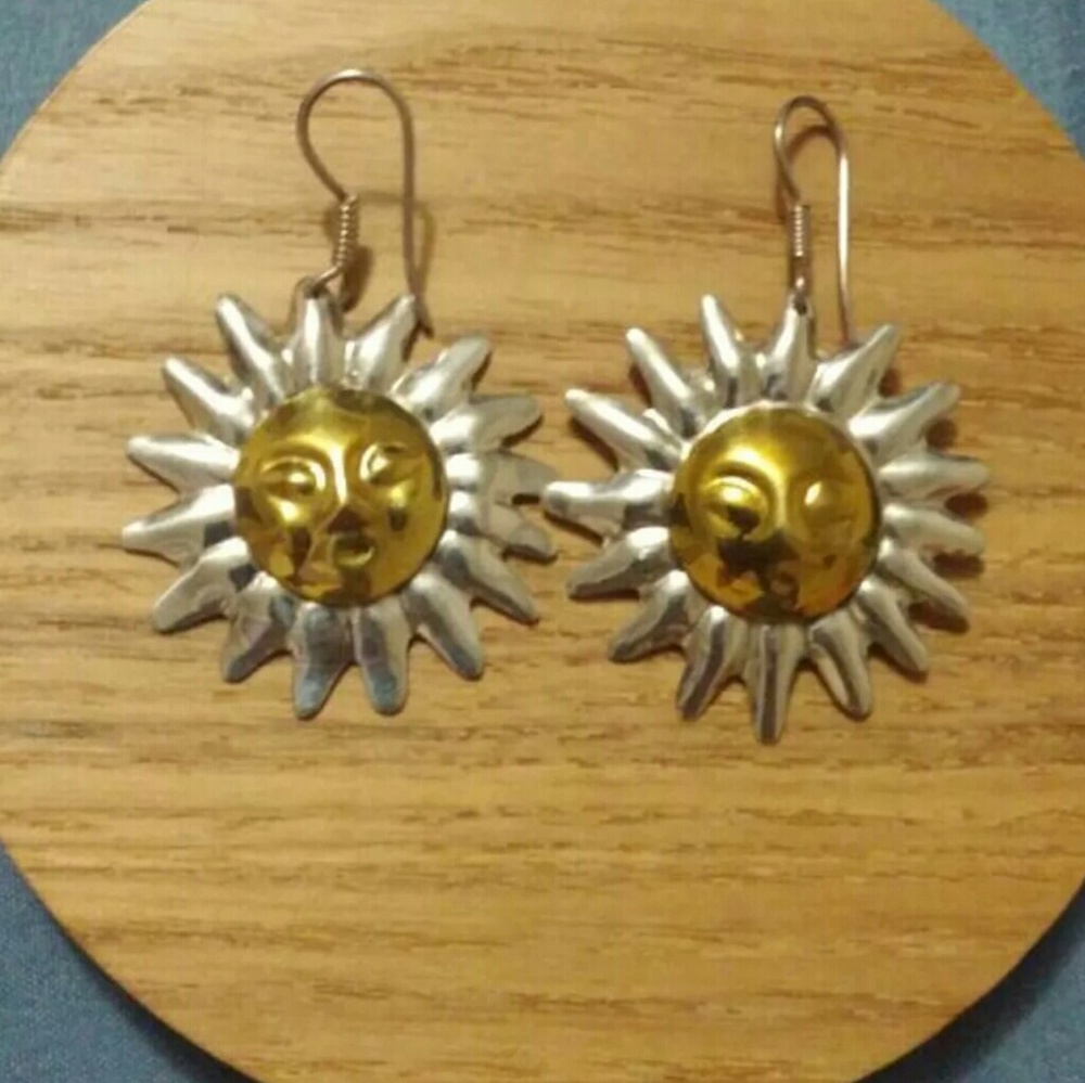 Mexican Sun Face Sterling Earrings