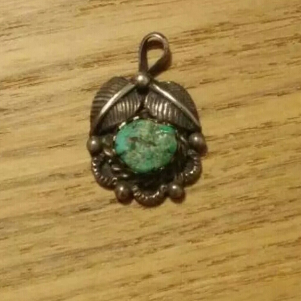 Vintage Native American Turquoise Sterling Pendant