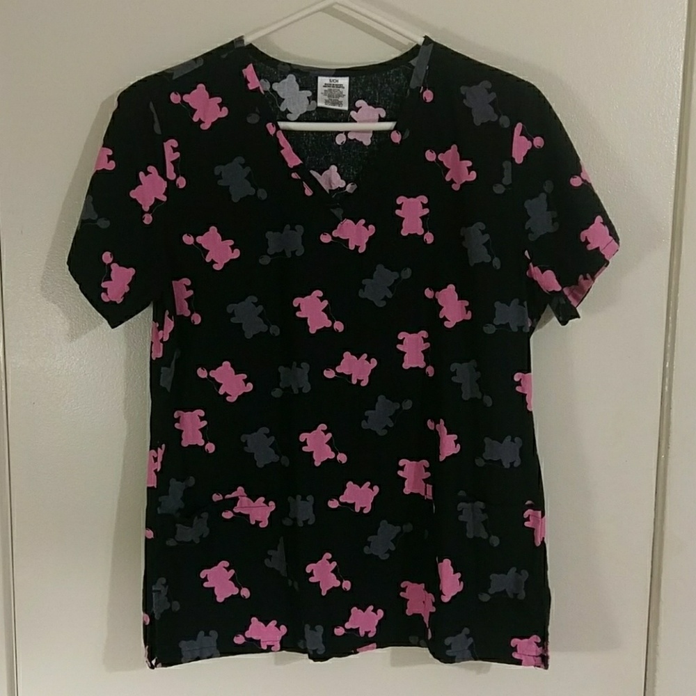 Women's Small Scrub top shirt  New Teddy Bear