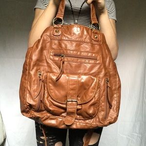 Brown Faux Leather Mossimo Crossbody Purse Large