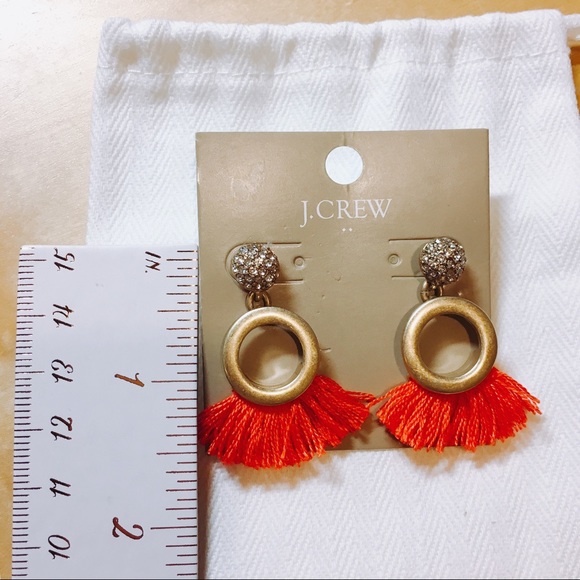 J. Crew Orange fan fringe tassel earrings - Picture 4 of 4