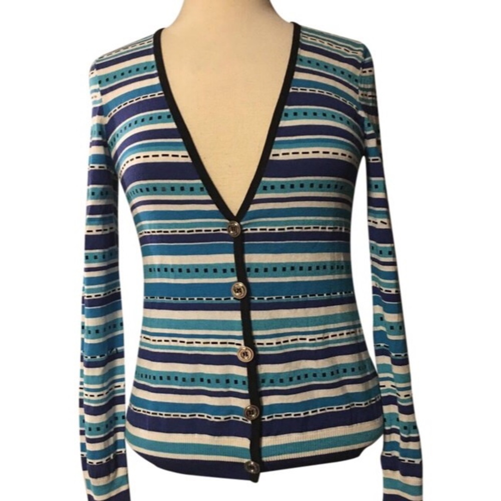 ST JOHN striped embellished, silver buttons