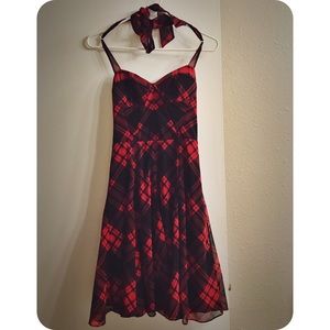 Betsy Johnson red plaid halter dress (size 2)