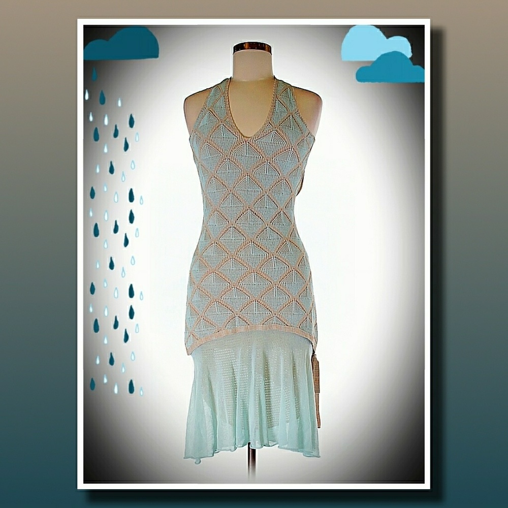 Unique, Neutral-toned, Halter Dress