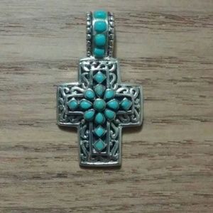 Sterling Silver Turquoise Cross Pendant
