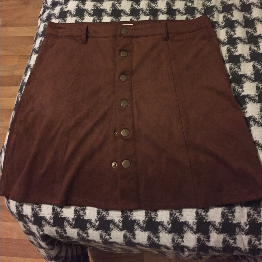 Faux-Suede button up mini skirt