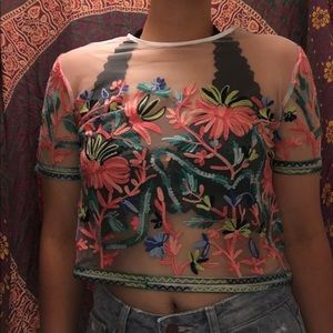 Mesh floral top