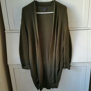Long dark green cardigan