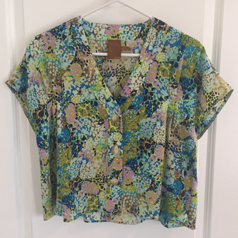 Ali Ro Floral Print Silk Top Sz 4