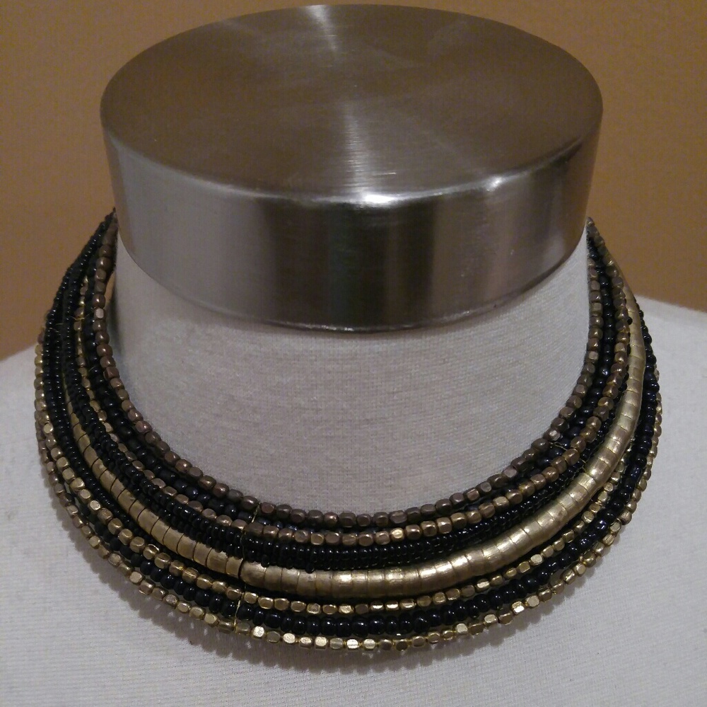 Black and gold beaded choker