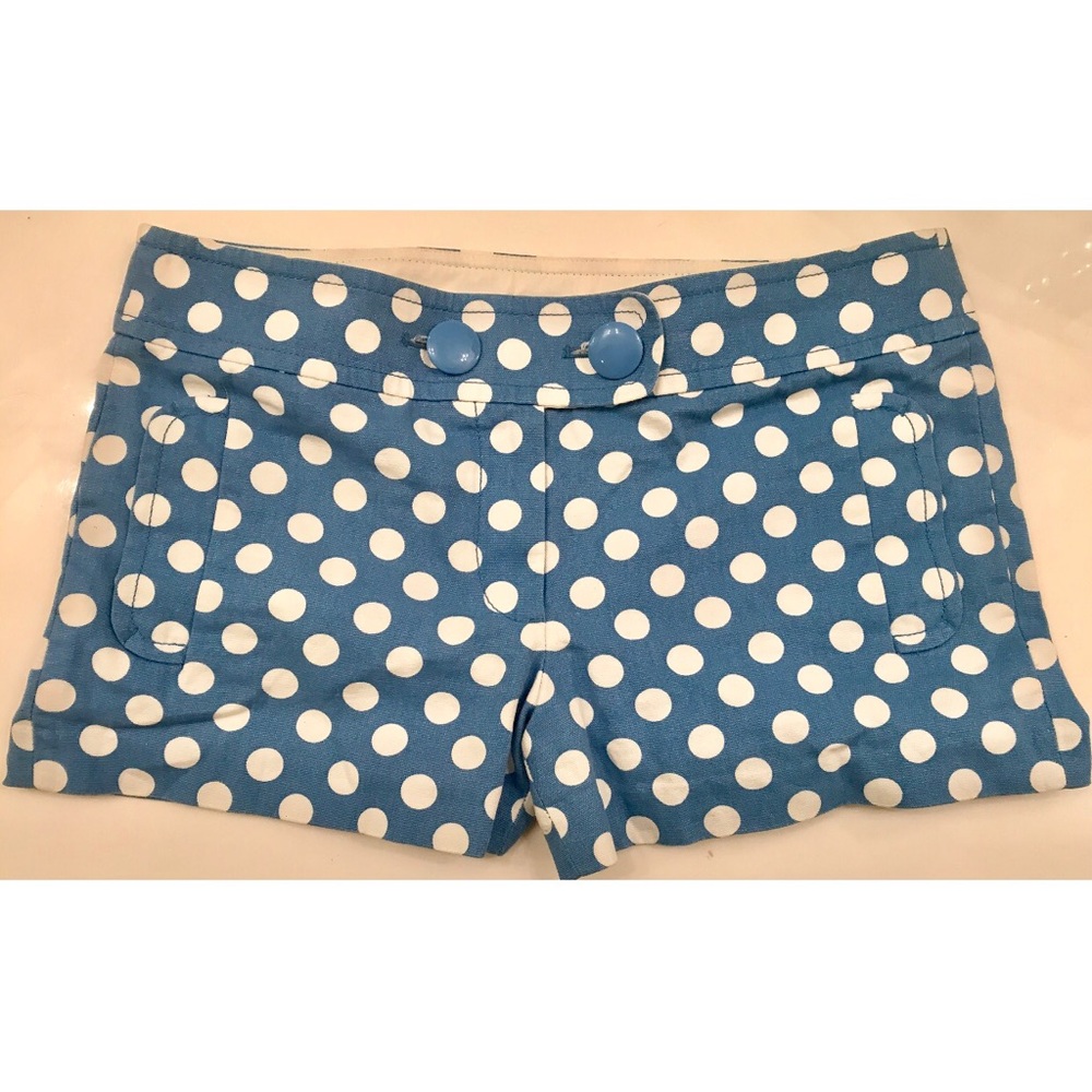 J. CREW chino blue & white polkadot shorts