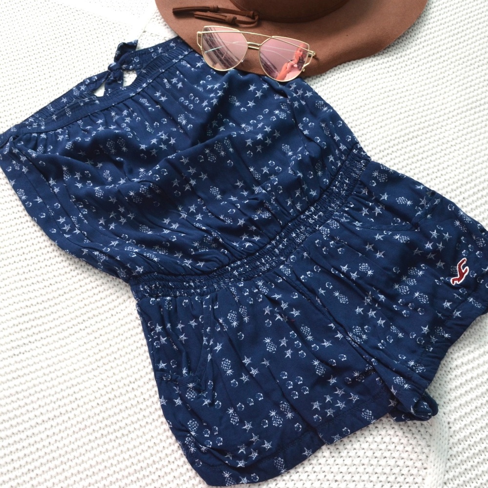 Hollister Navy Beach Strapless Romper