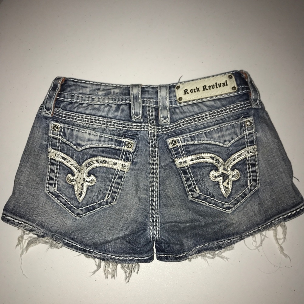 Rock Revival Vivian Lace Denim Distressed Shorts