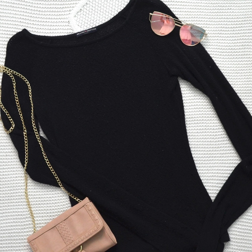 Brandy Melville Scoopneck Knit Black Sweater