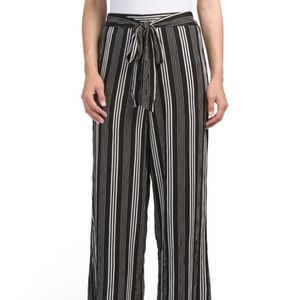 Black and White striped self-tie Palazzo Pants