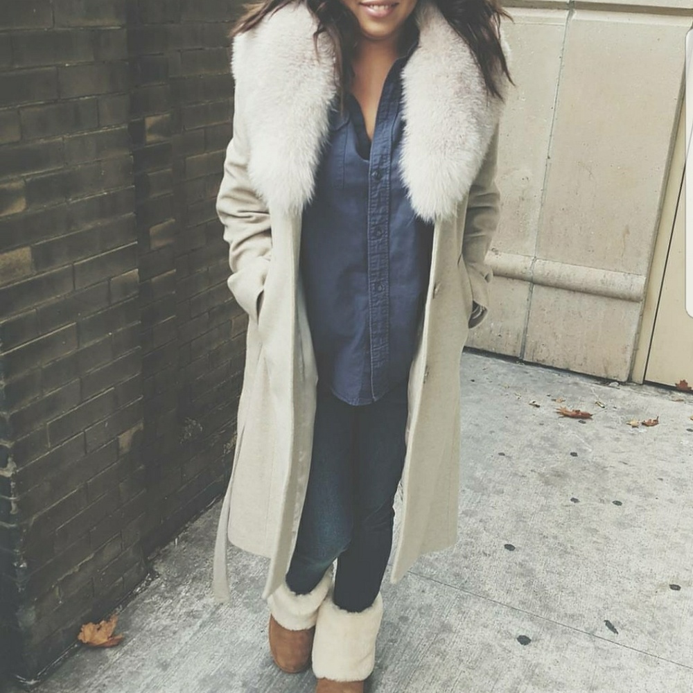 Sofia Cashmere Fox Fur Peacoat