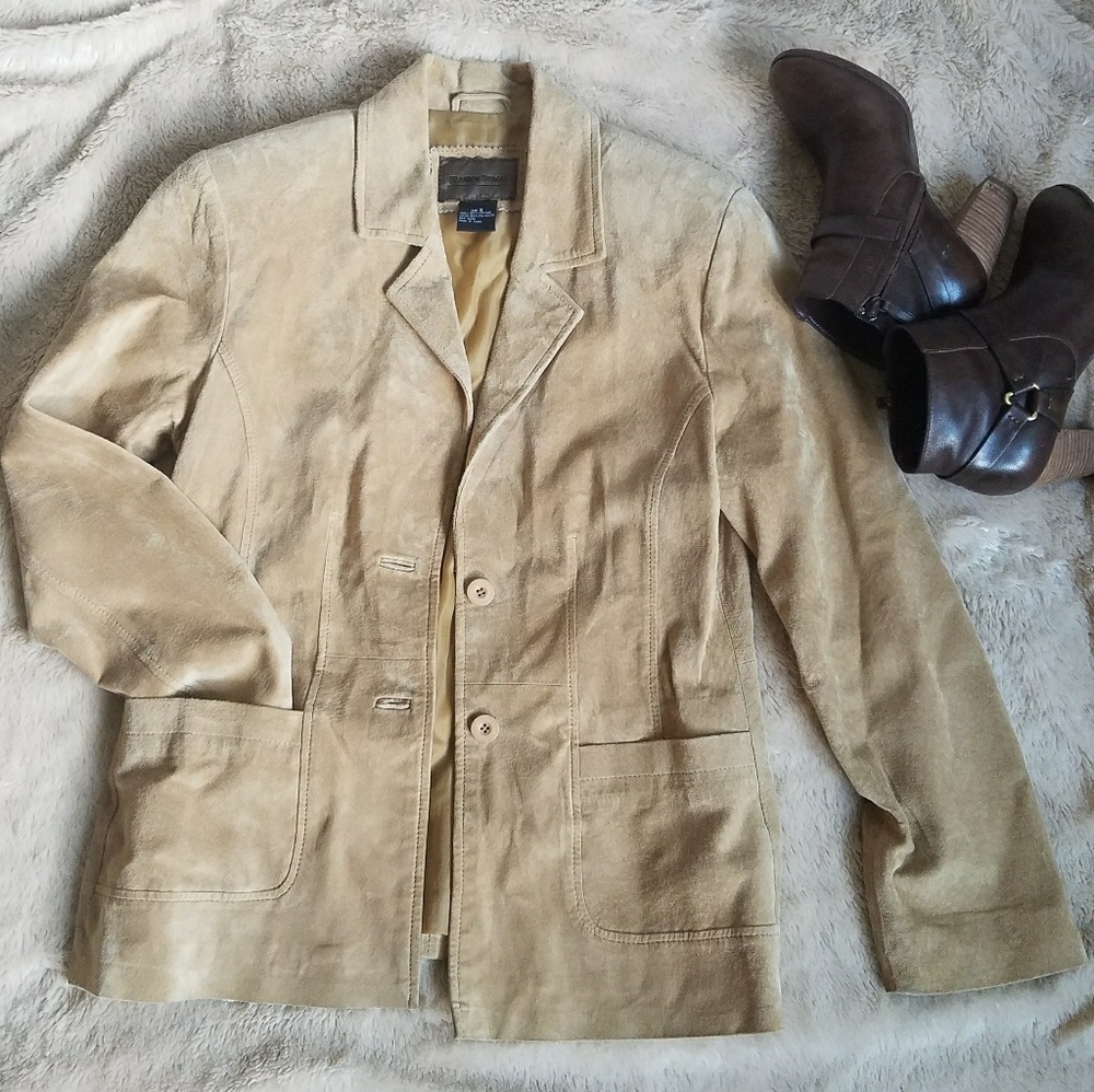 Brandon Thomas Almond Suede Blazer Jacket sz S